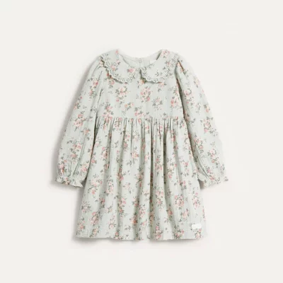 Kids' Green/White Rose Dress