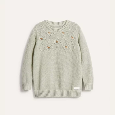 Kids Green Fox Knitted Jumper
